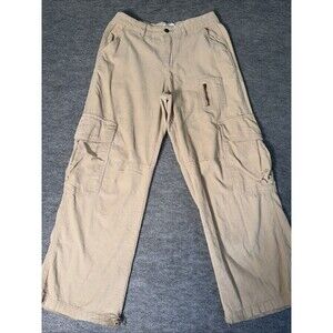 Angel Kiss Beige Corduroy Cargo Pants Women Size 5/27 Regular Wide Leg
